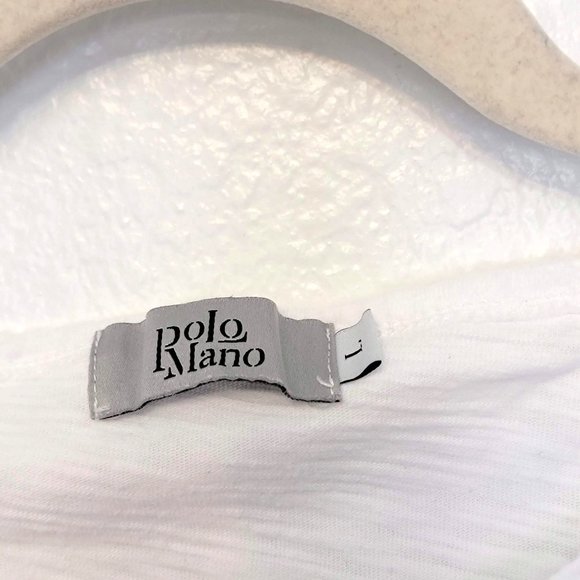 Polo Mano White Stripe Pleat Long Sleeve Shirt Size Large - Picture 2 of 11